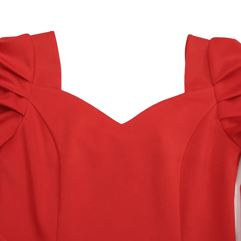 Moda Mid-tele Obleka Ženske Elegantne Stranke Obleke Celmia 2021 Jeseni Seksi Proti-Vrat Puff Rokav Priložnostne Trdna Urad Klub Vestidos