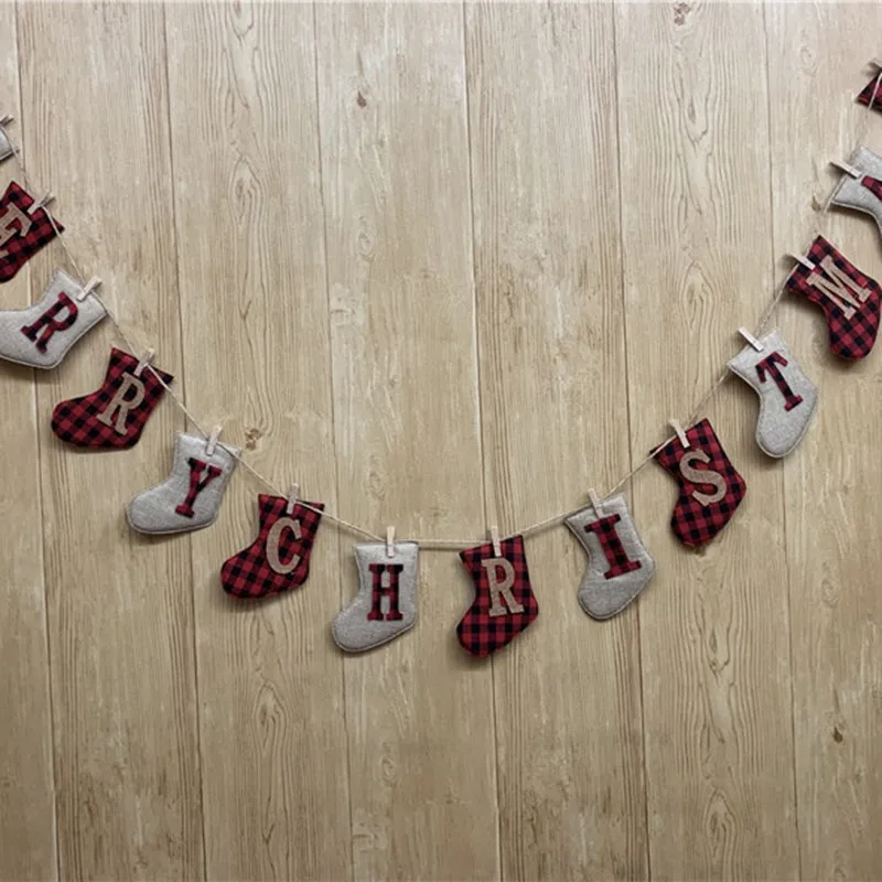 Božični okraski, banner Božič banner burlap nogavica oblikovan Božični okraski, unikatno ročno zašiti transparenti