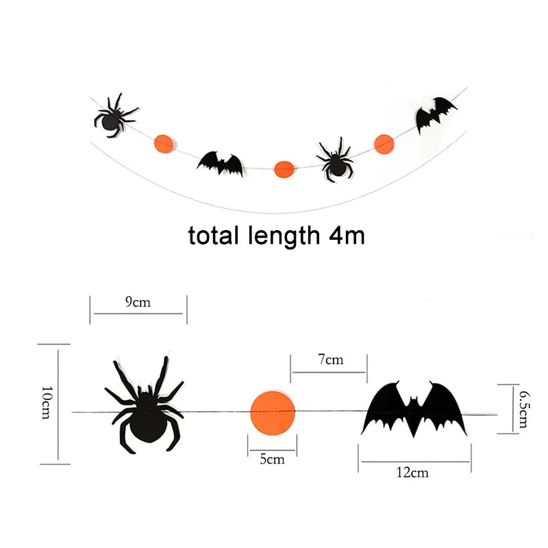 Bučna Bat Transparenti Halloween Primeru Stranka Okraski za Dom, Trgovina Knjigi Venci Oranžno Črno Grozo Pajek Bunting Zastavico